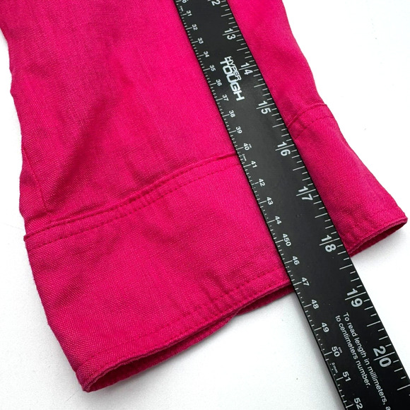 DAVID BROOKS Women's XL Bright Pink 100% Linen Button Down Long Sleeve Shirt - Picture 7 of 7